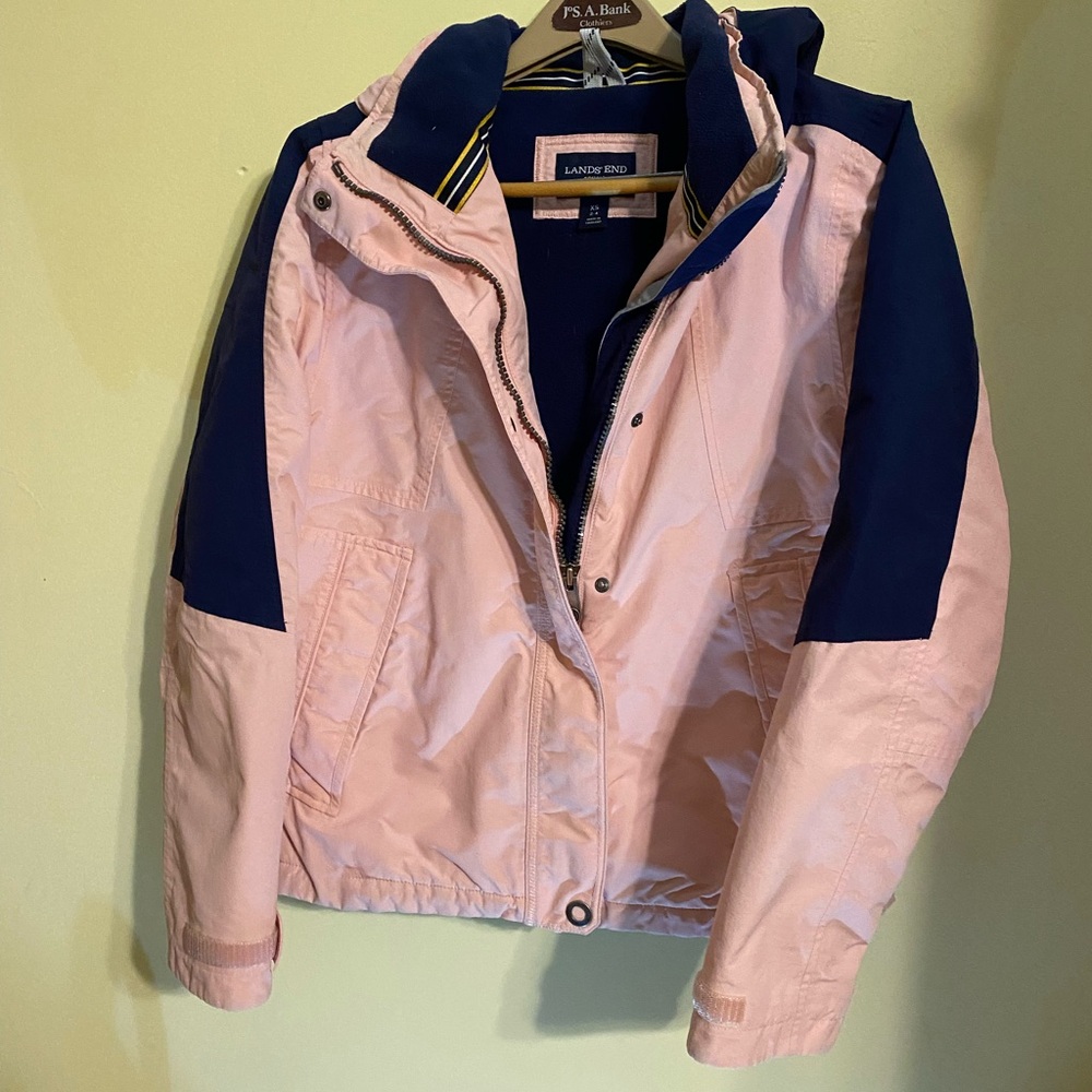 Lands' End Navy and Pink Squall Jacket